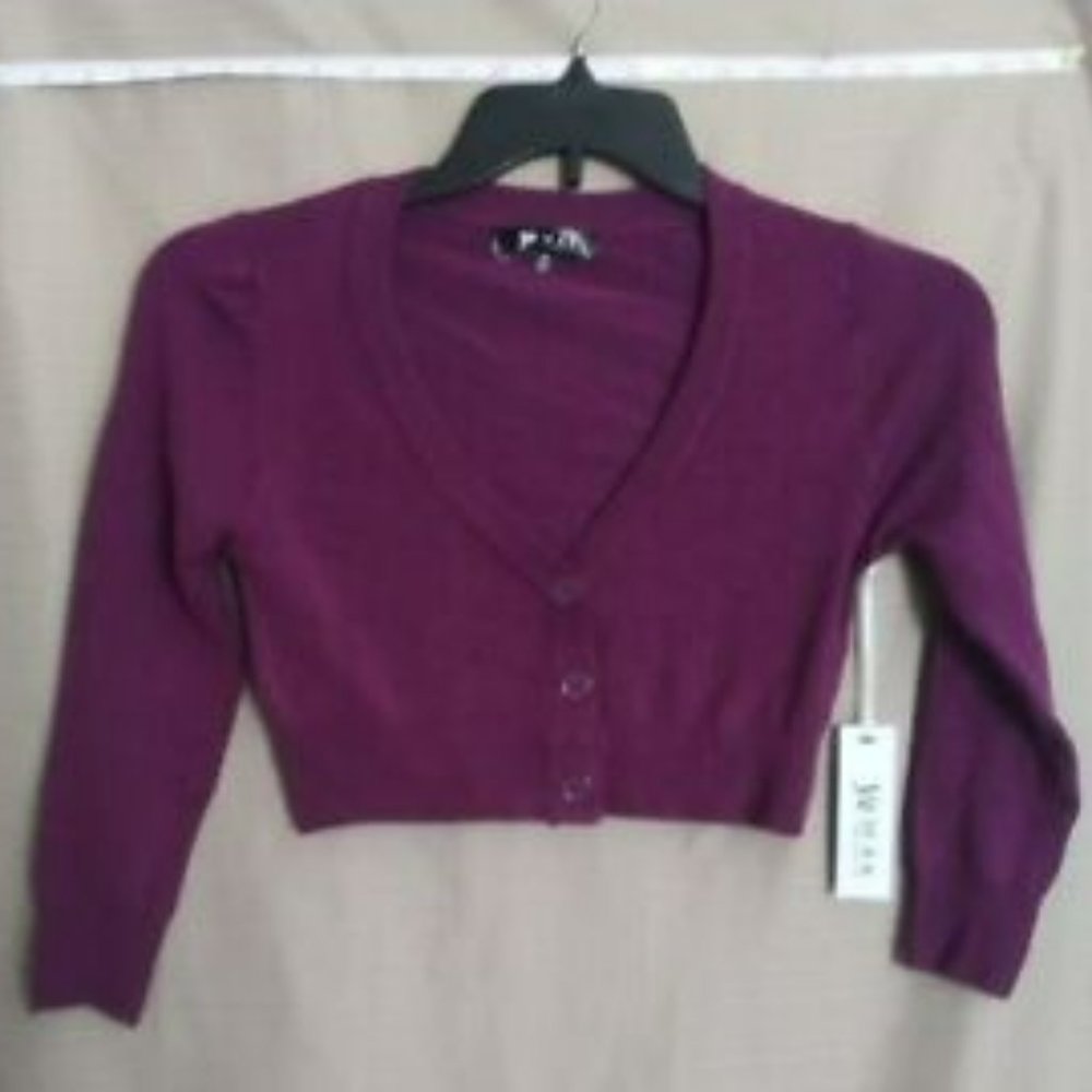 Ye Mak womans teens long sleeve dark purple crop top sweater